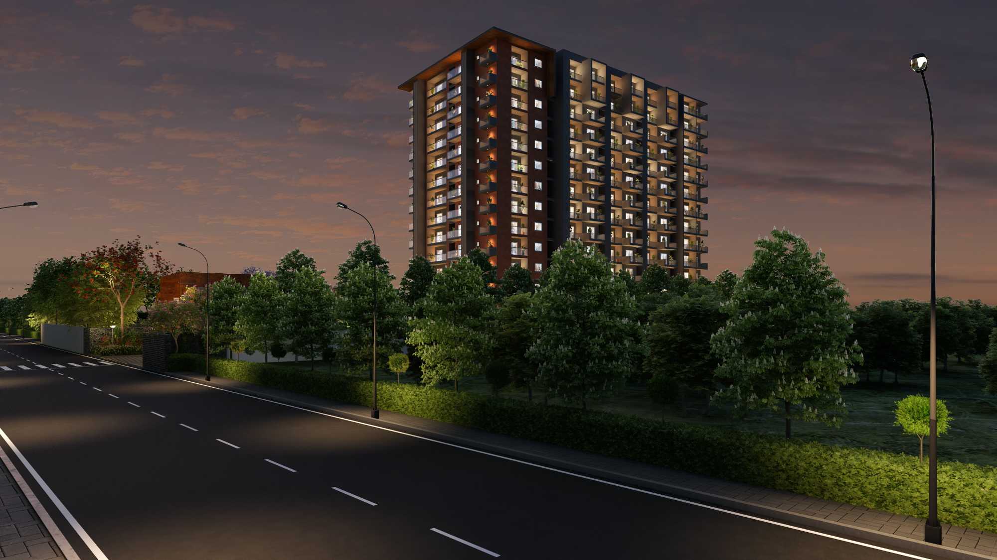 Trendsquares_Synergy_HSR_Layout_Street Elevation Night_Revised